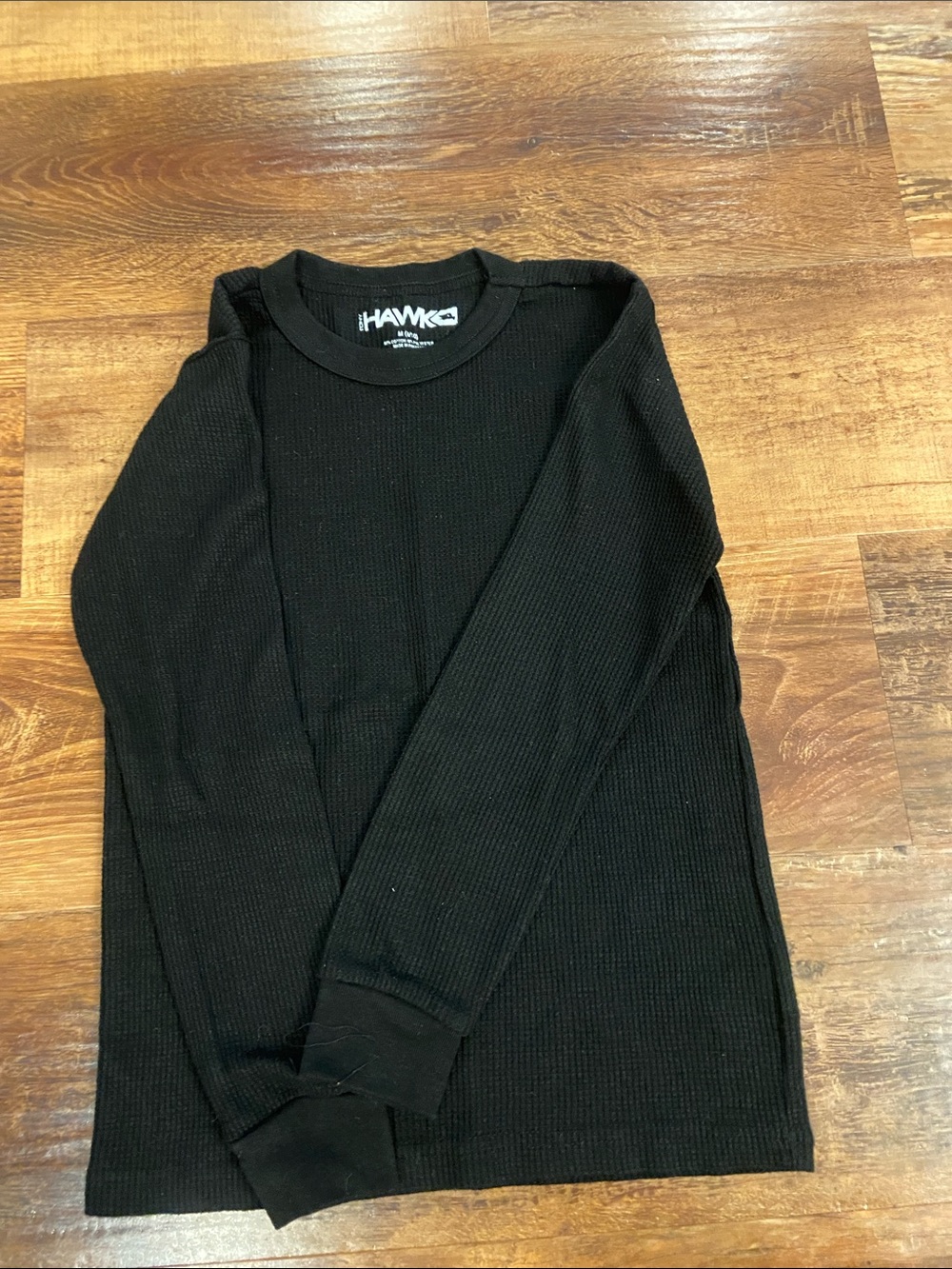 Tony Hawk Black Waffle-Knit Long Sleeve Shirt for Men